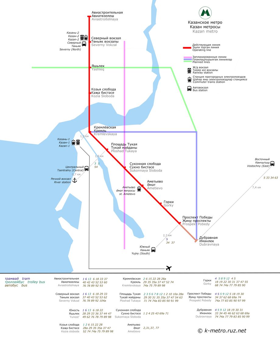 Схема линий казанского метро